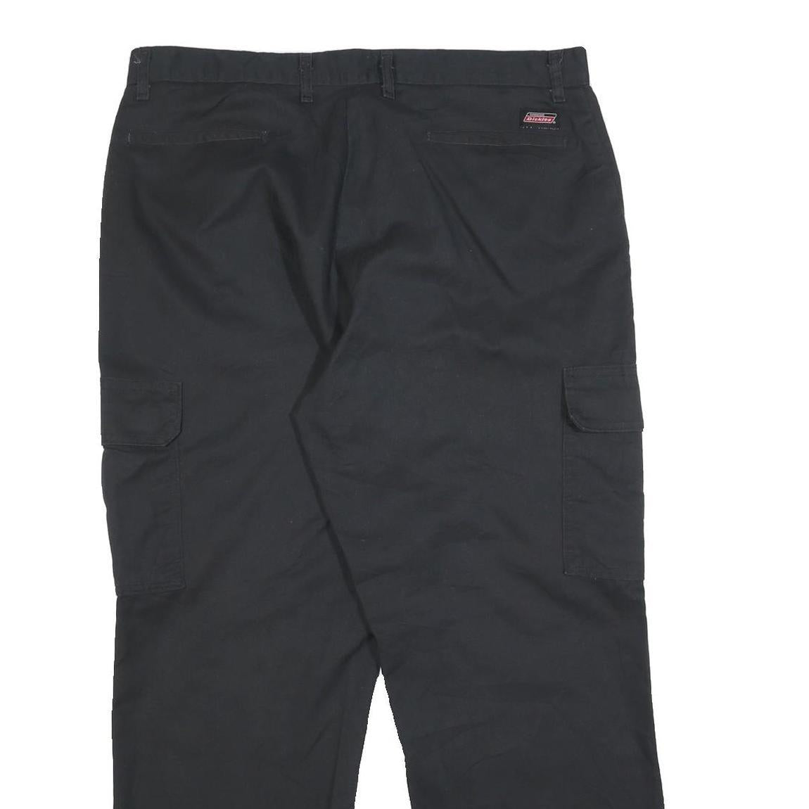DICKIES Mens Black Relaxed Cargo Trousers W38 L30 Cotton Blend Workwear