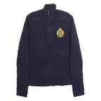 LAUREN RALPH LAUREN Petite Womens Jumper Blue 1/4 Zip Chunky Knit L