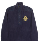 LAUREN RALPH LAUREN Petite Womens Jumper Blue 1/4 Zip Chunky Knit L