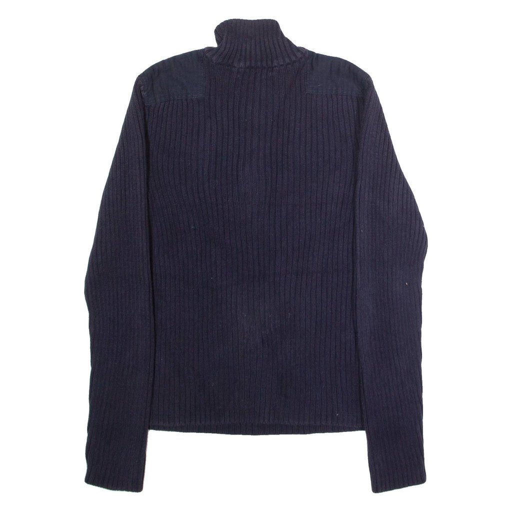 LAUREN RALPH LAUREN Petite Womens Jumper Blue 1/4 Zip Chunky Knit L