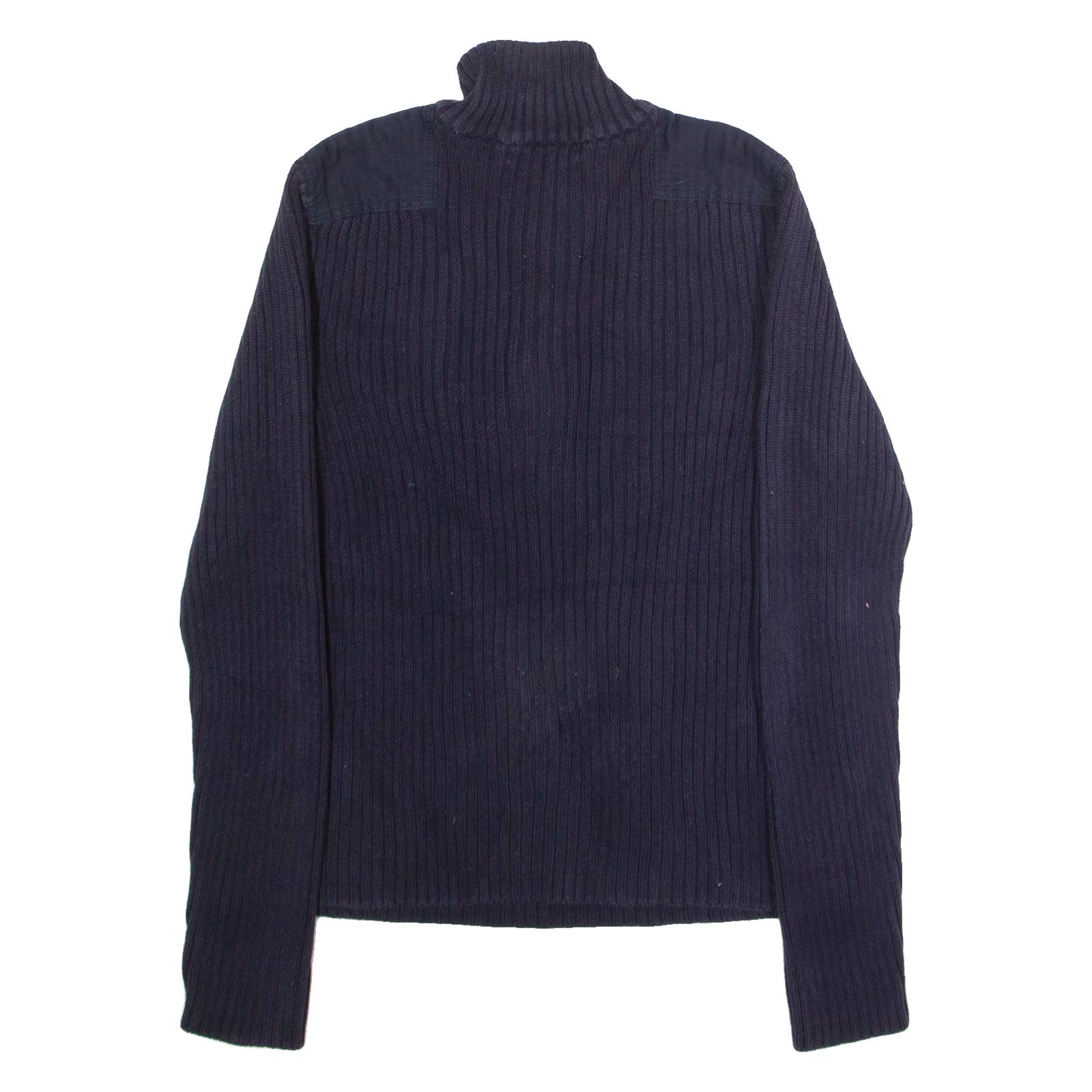 LAUREN RALPH LAUREN Petite Womens Jumper Blue 1/4 Zip Chunky Knit L
