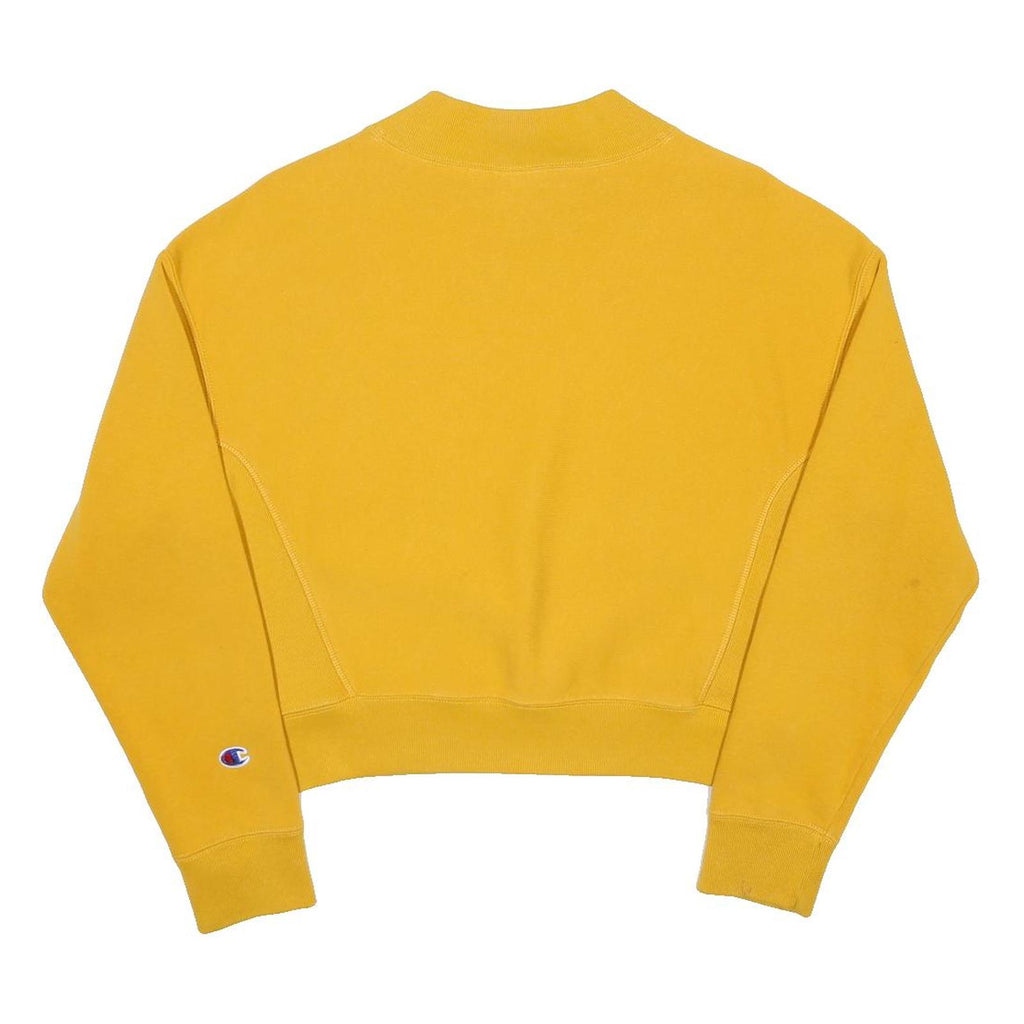 CHAMPION REVERSE WEAVE Womens Yellow Crew Neck S Cotton Blend Pullover