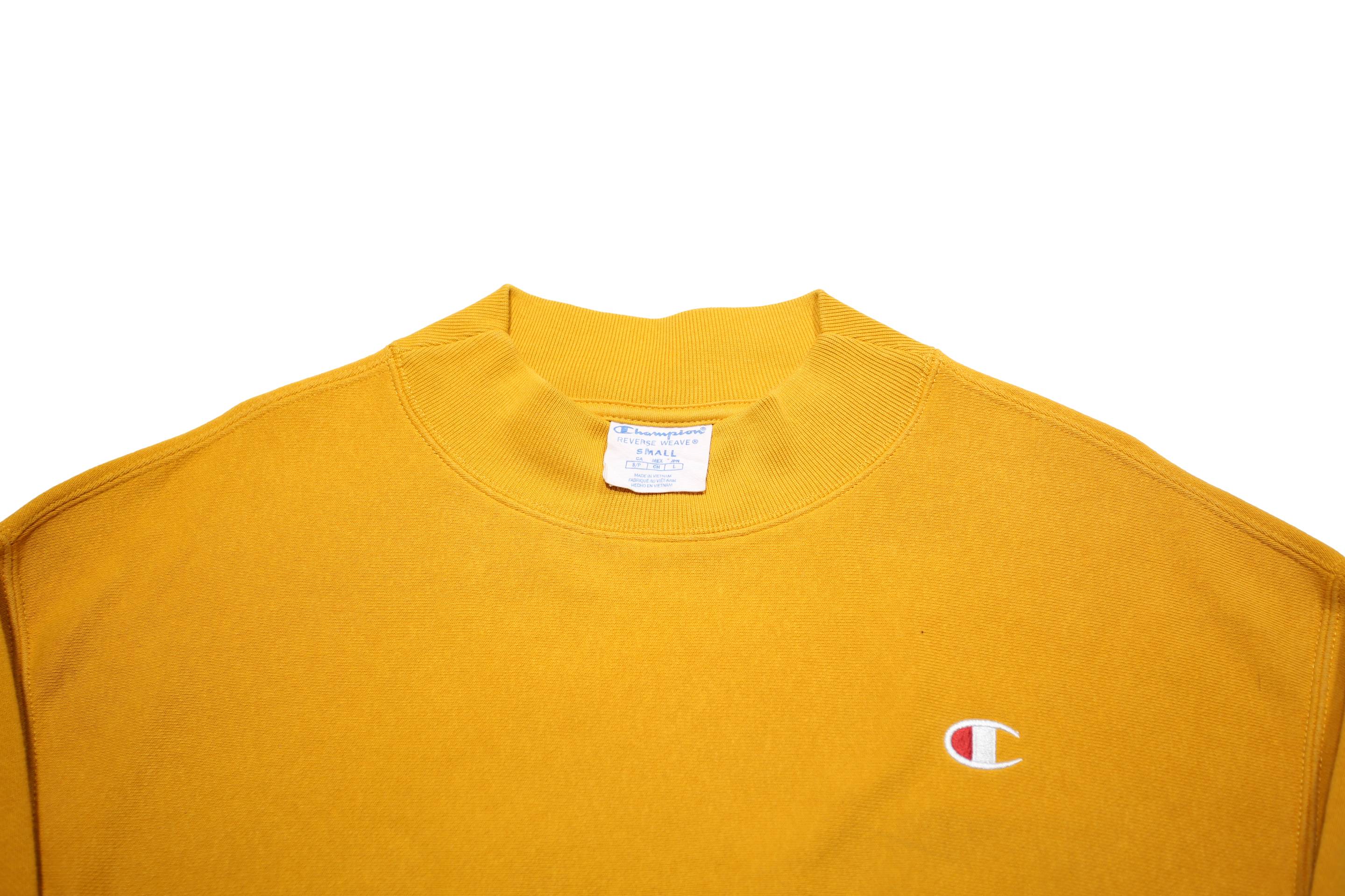 CHAMPION REVERSE WEAVE Womens Yellow Crew Neck S Cotton Blend Pullover