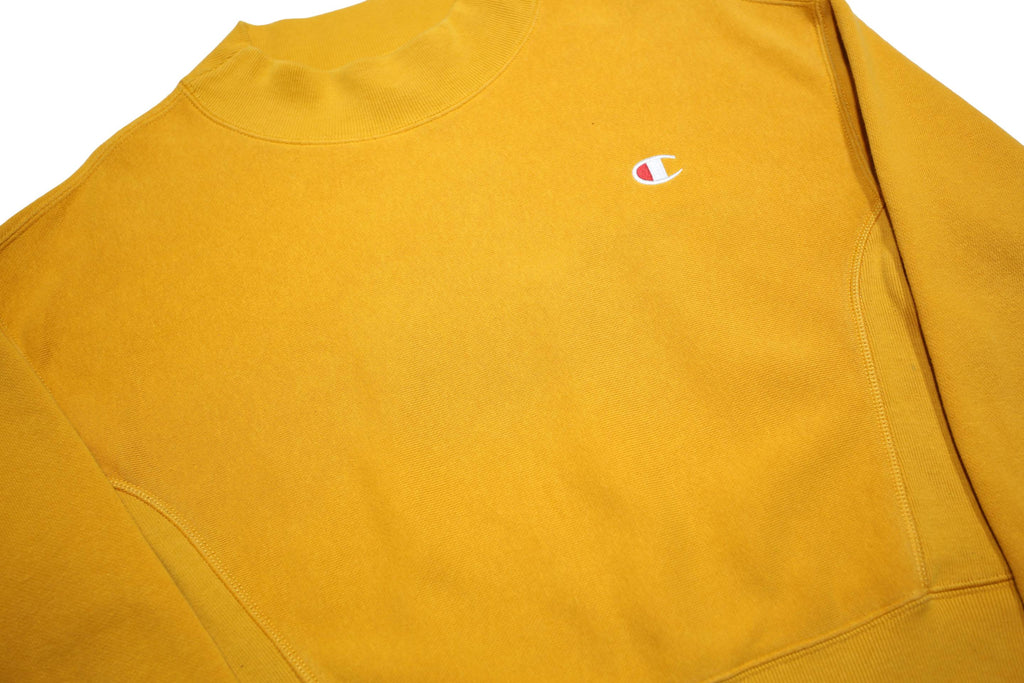 CHAMPION REVERSE WEAVE Womens Yellow Crew Neck S Cotton Blend Pullover