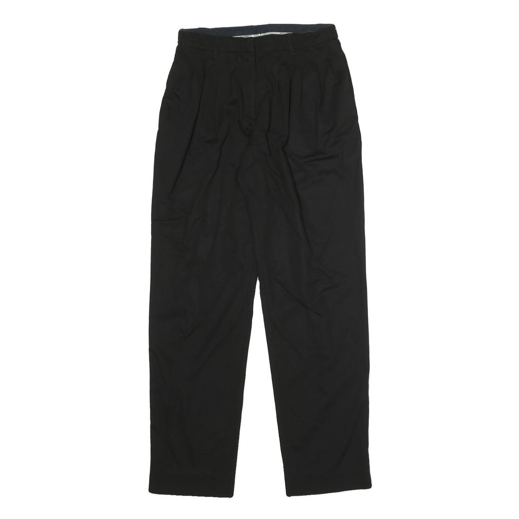 MOSCHINO Womens Black Cotton Blend Relaxed Trousers W26 L27 Classic Fit Zip
