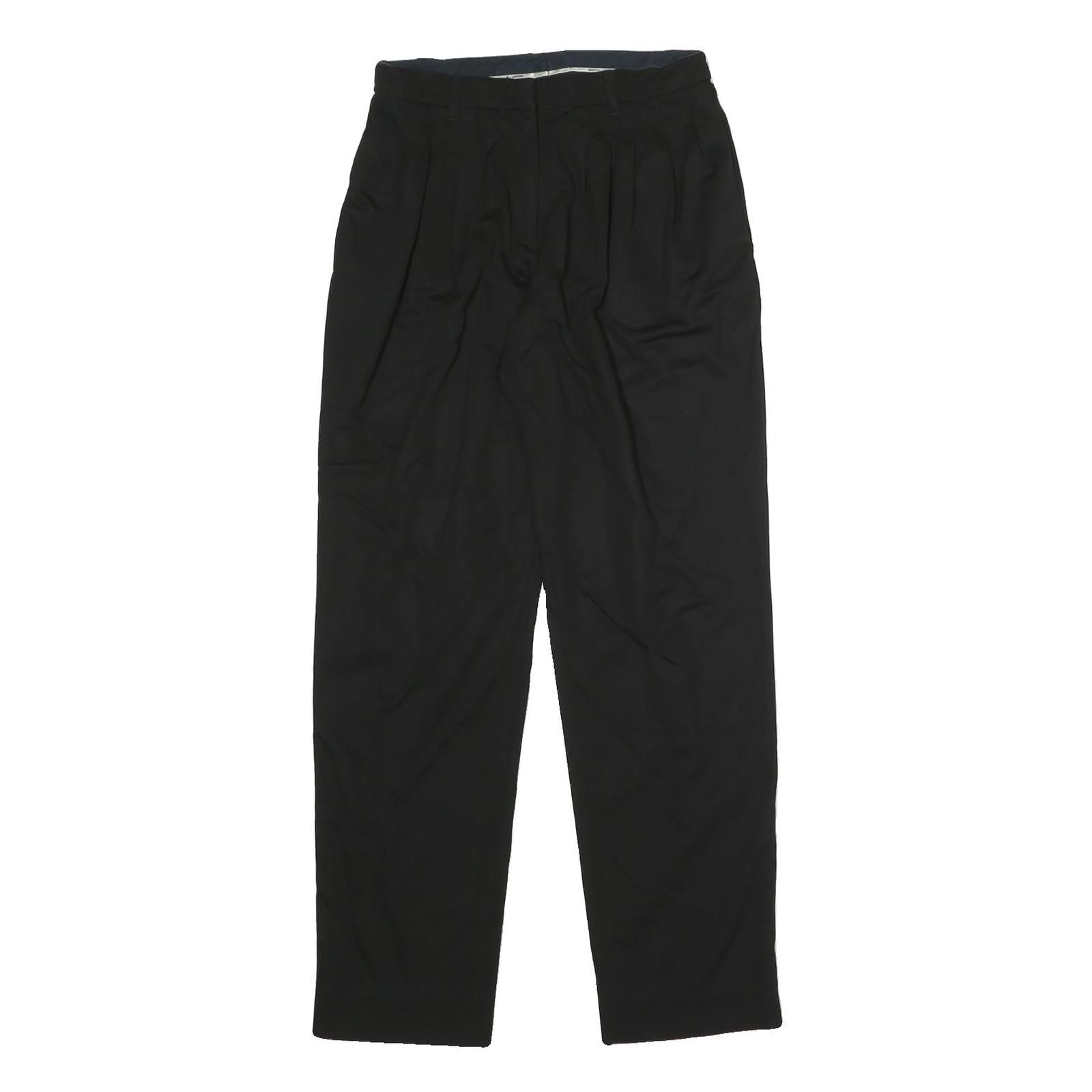 MOSCHINO Womens Black Cotton Blend Relaxed Trousers W26 L27 Classic Fit Zip