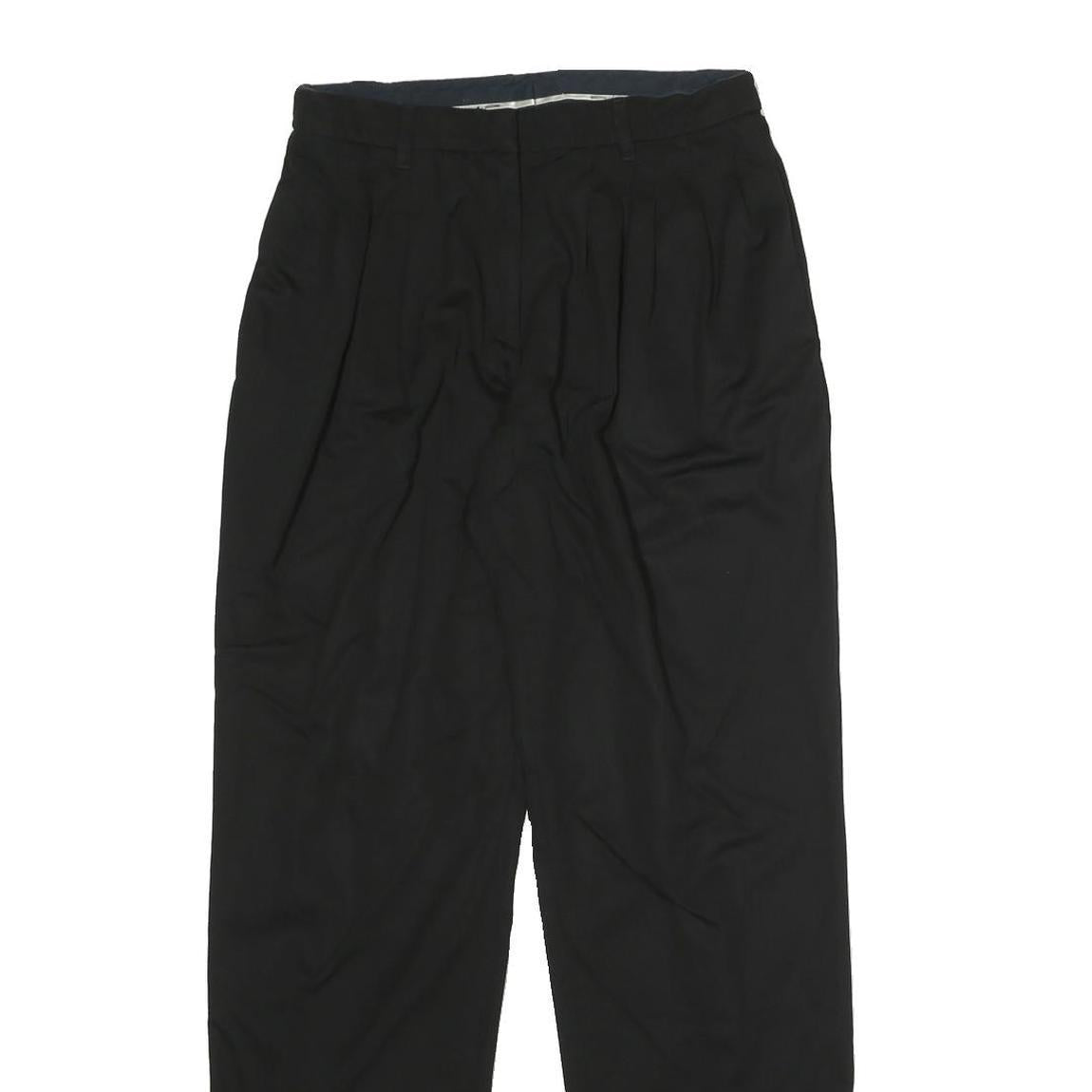 MOSCHINO Womens Black Cotton Blend Relaxed Trousers W26 L27 Classic Fit Zip