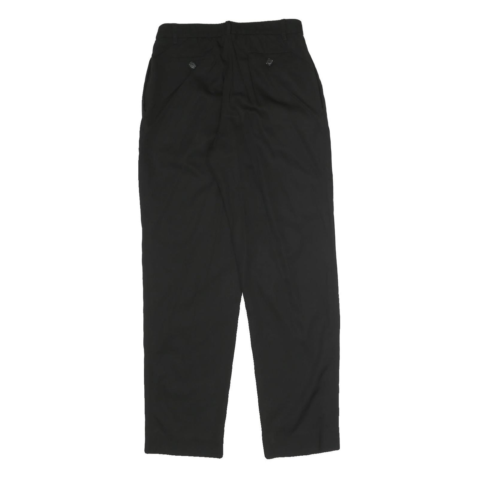 MOSCHINO Womens Black Cotton Blend Relaxed Trousers W26 L27 Classic Fit Zip