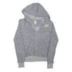 NIKE Womens Grey Striped Pullover Hoodie M Cotton Blend Casual