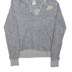 NIKE Womens Grey Striped Pullover Hoodie M Cotton Blend Casual