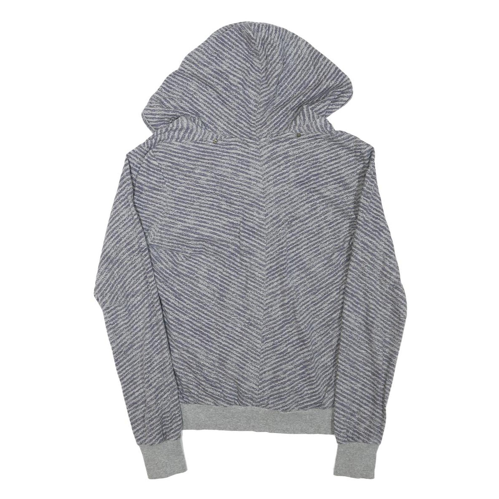 NIKE Womens Grey Striped Pullover Hoodie M Cotton Blend Casual