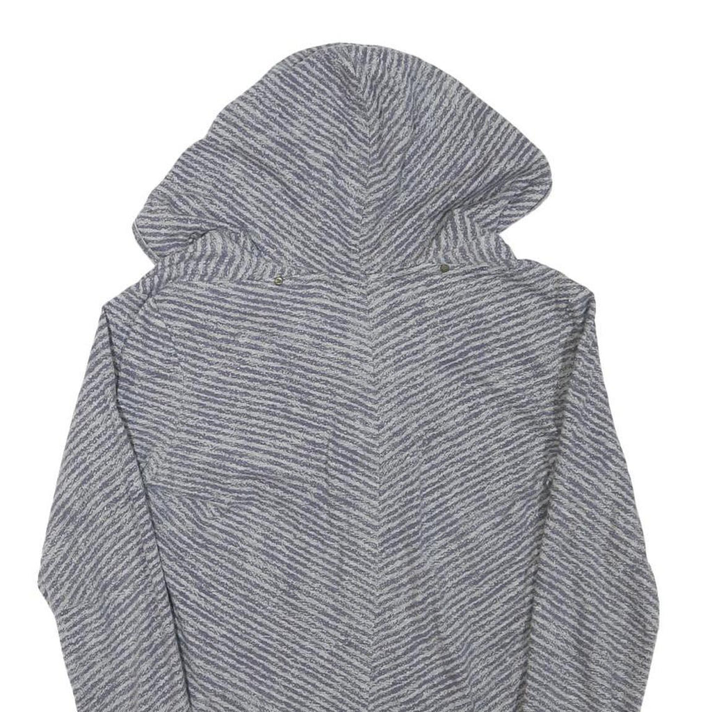 NIKE Womens Grey Striped Pullover Hoodie M Cotton Blend Casual