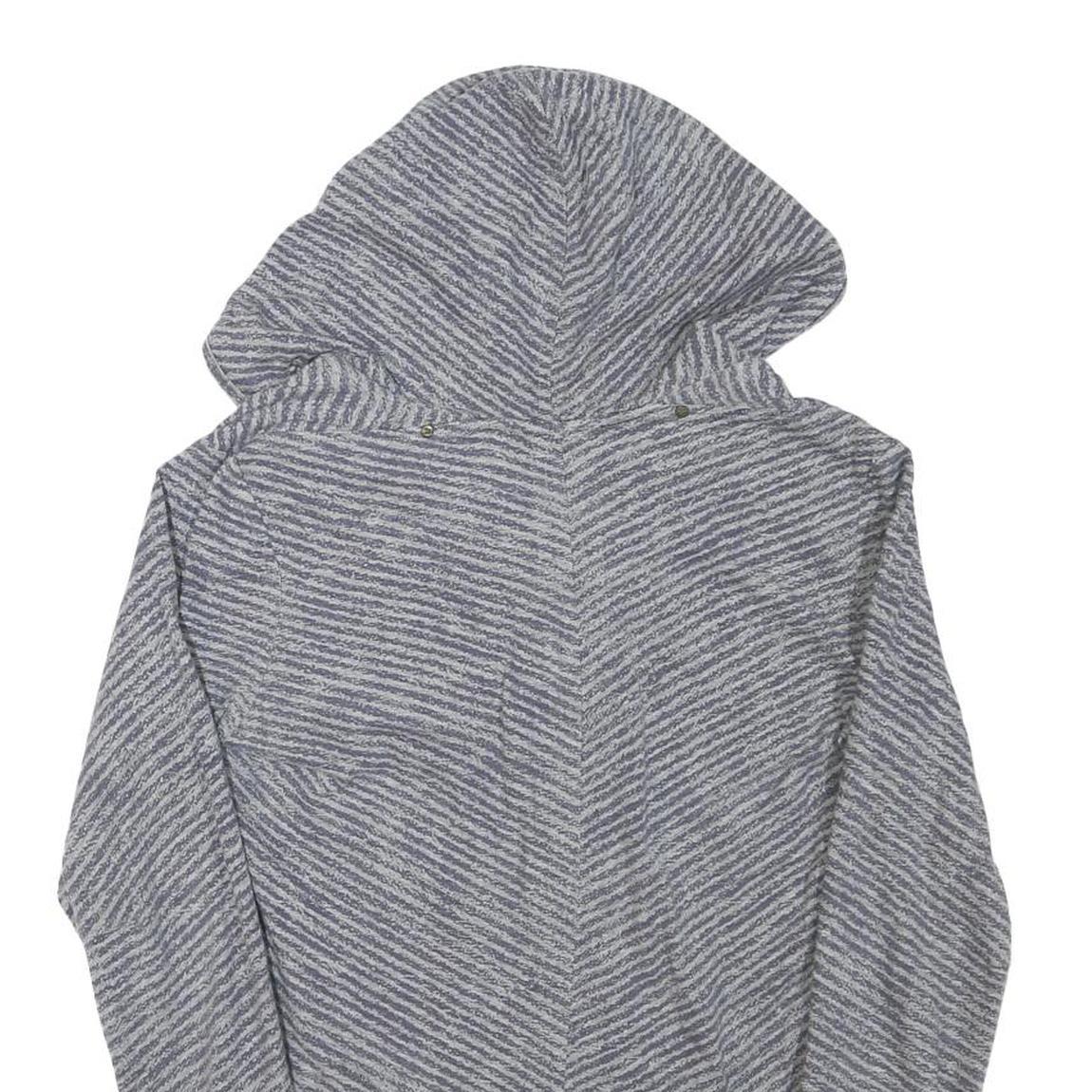 NIKE Womens Grey Striped Pullover Hoodie M Cotton Blend Casual