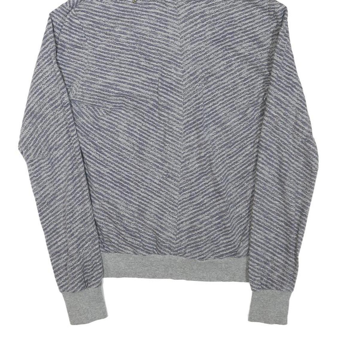 NIKE Womens Grey Striped Pullover Hoodie M Cotton Blend Casual