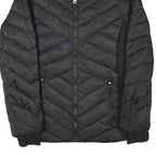 NAUTICA Womens Black Quilted Zip Jacket M Polyester Blend Fur Collar Pockets
