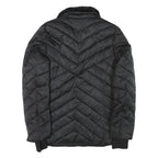 NAUTICA Womens Black Quilted Zip Jacket M Polyester Blend Fur Collar Pockets