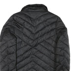 NAUTICA Womens Black Quilted Zip Jacket M Polyester Blend Fur Collar Pockets