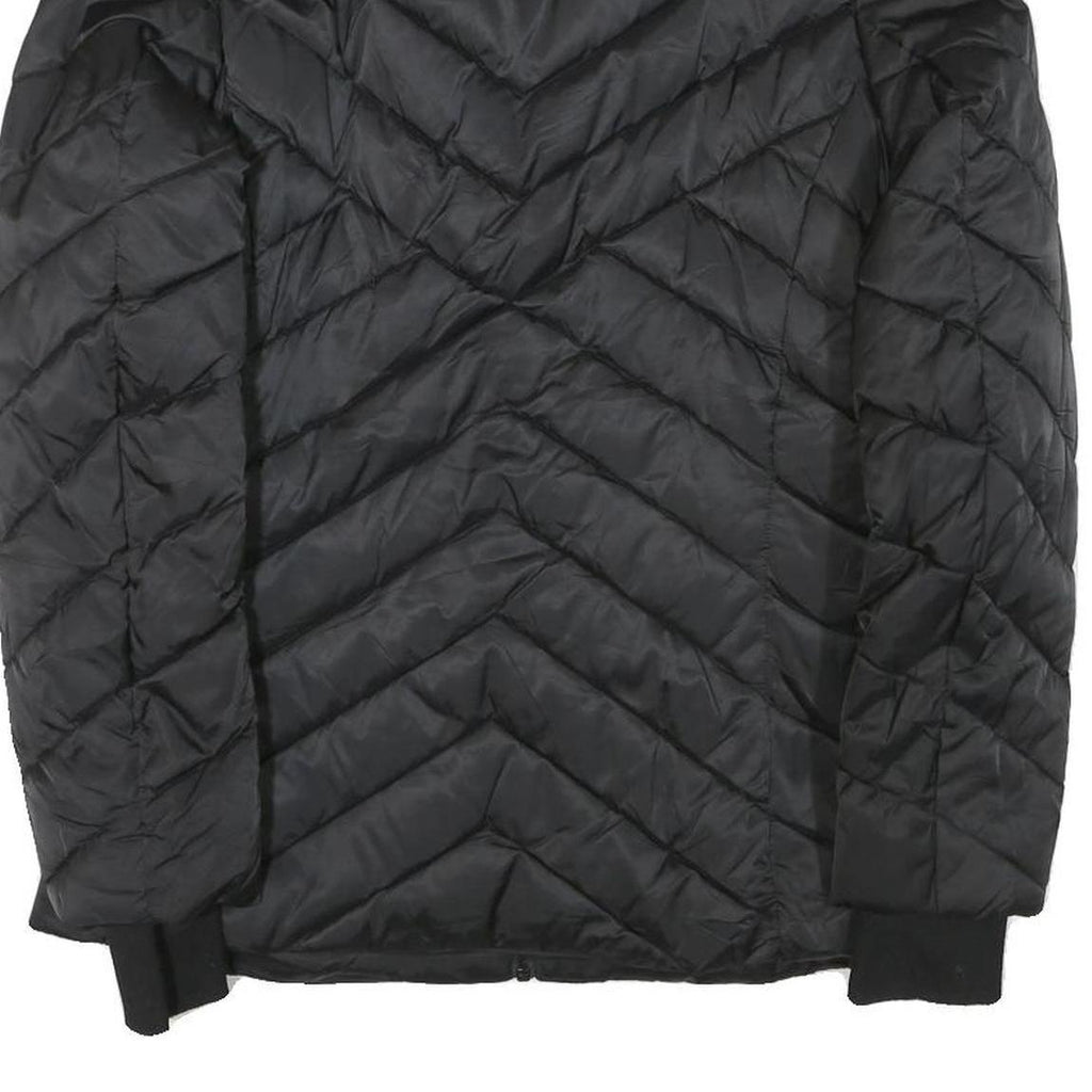 NAUTICA Womens Black Quilted Zip Jacket M Polyester Blend Fur Collar Pockets