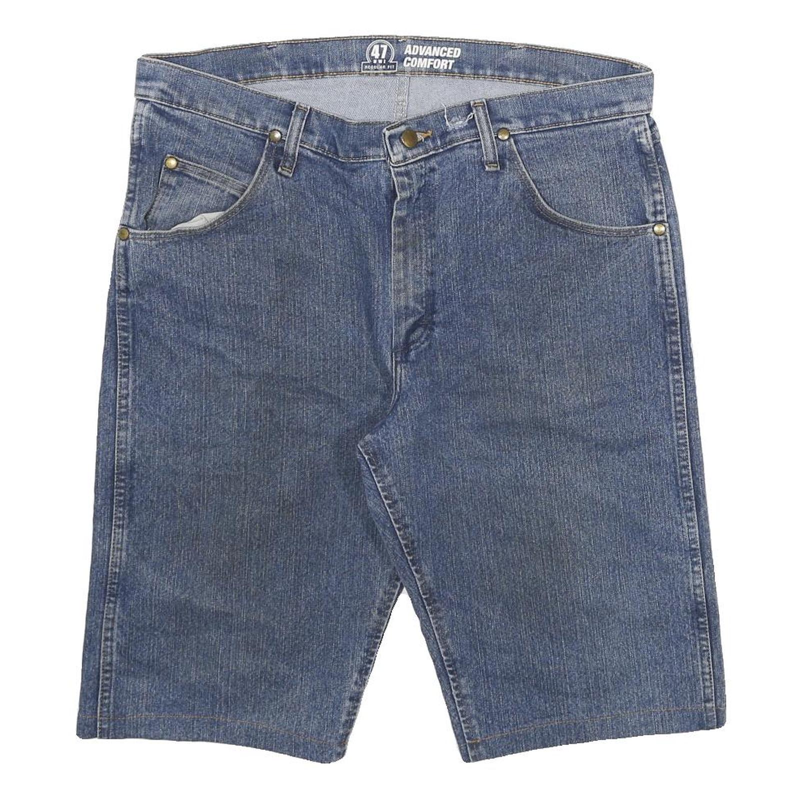 WRANGLER Mens Denim Blue Shorts 2XL W36 Classic Cotton Blend Casual