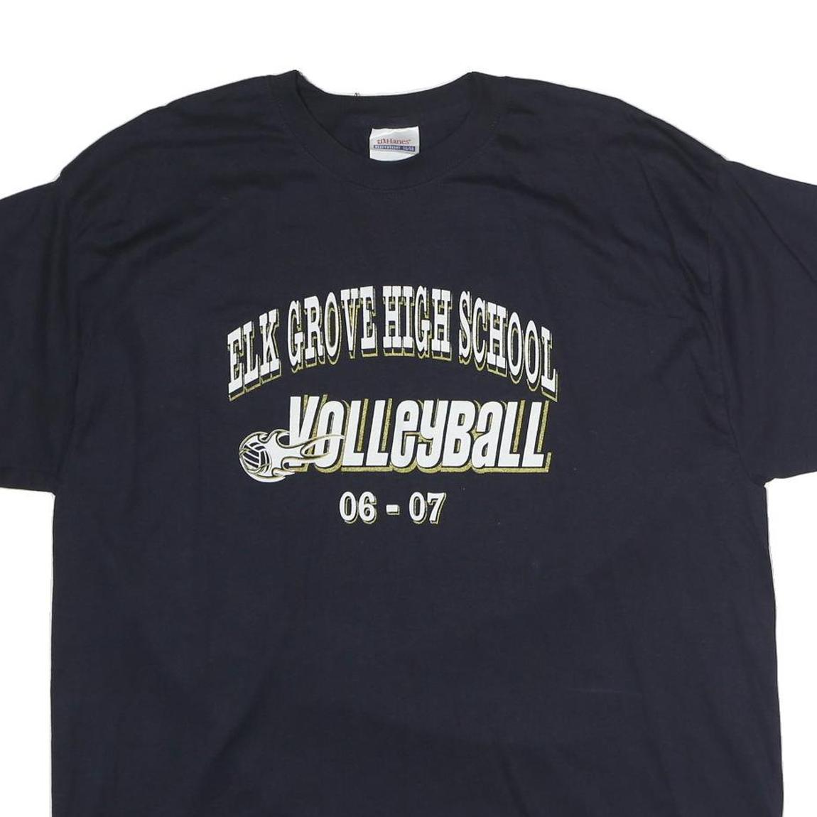 HANES Mens Navy Blue Elk Grove High School Volleyball Graphic T-Shirt XL Crew