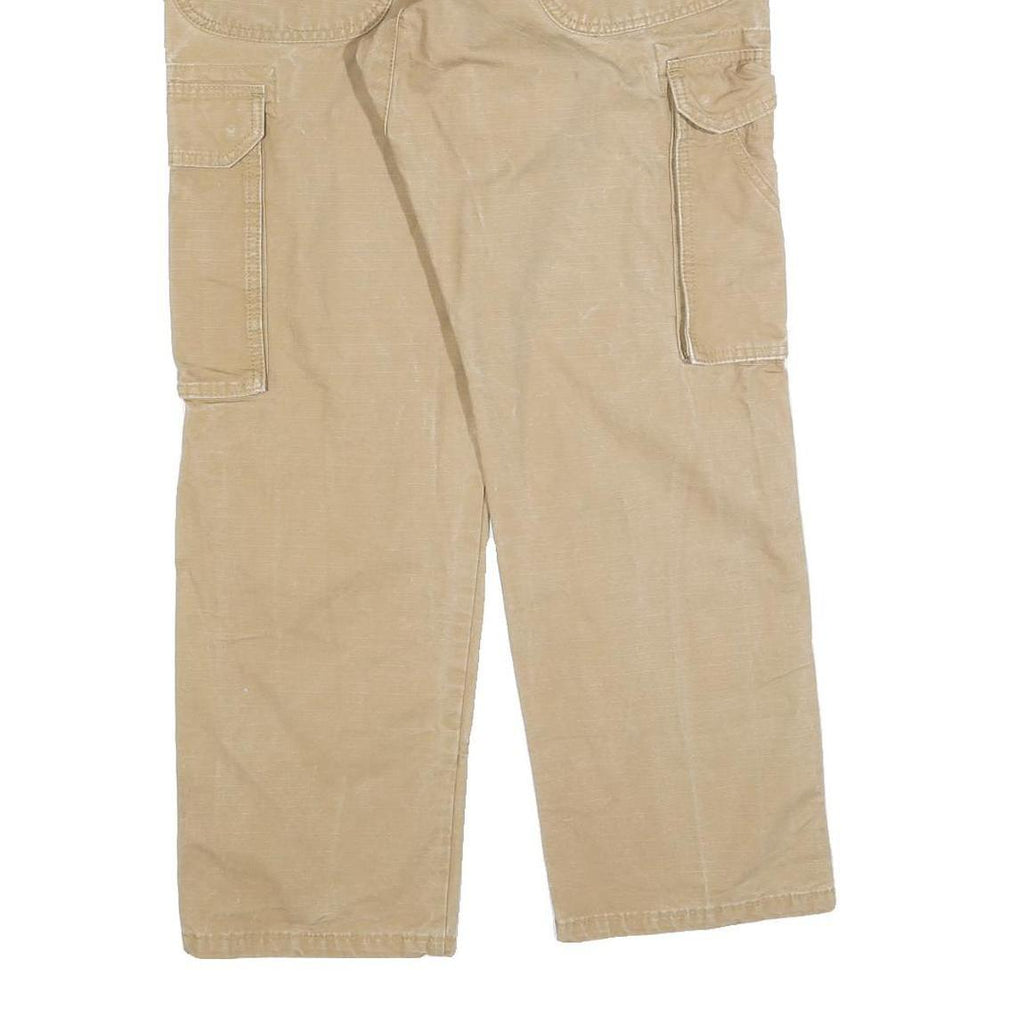 WRANGLER Mens Cotton Blend Beige Regular Straight Trousers W32 L30 Workwear