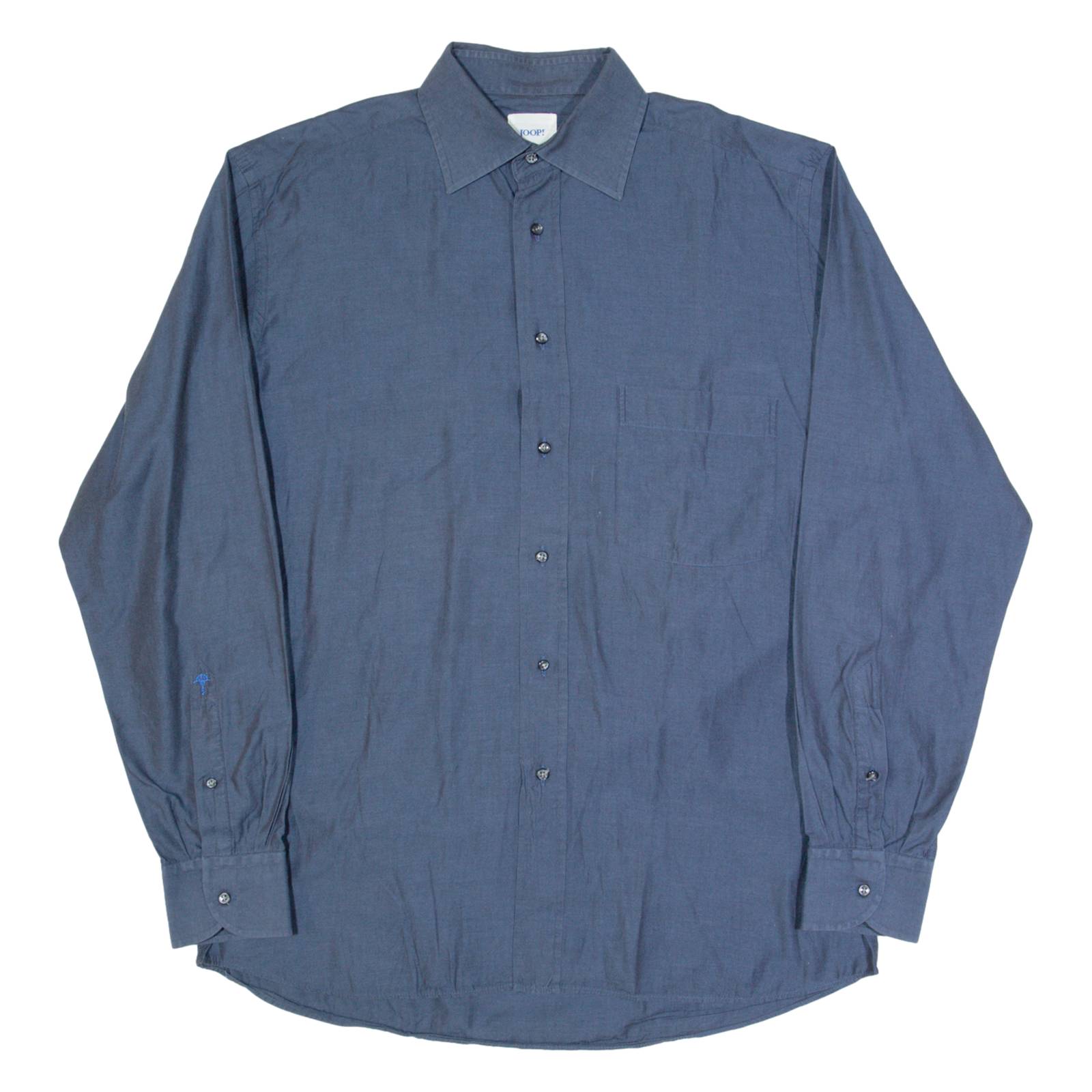 JOOP! Mens Plain Shirt Blue Long Sleeve L
