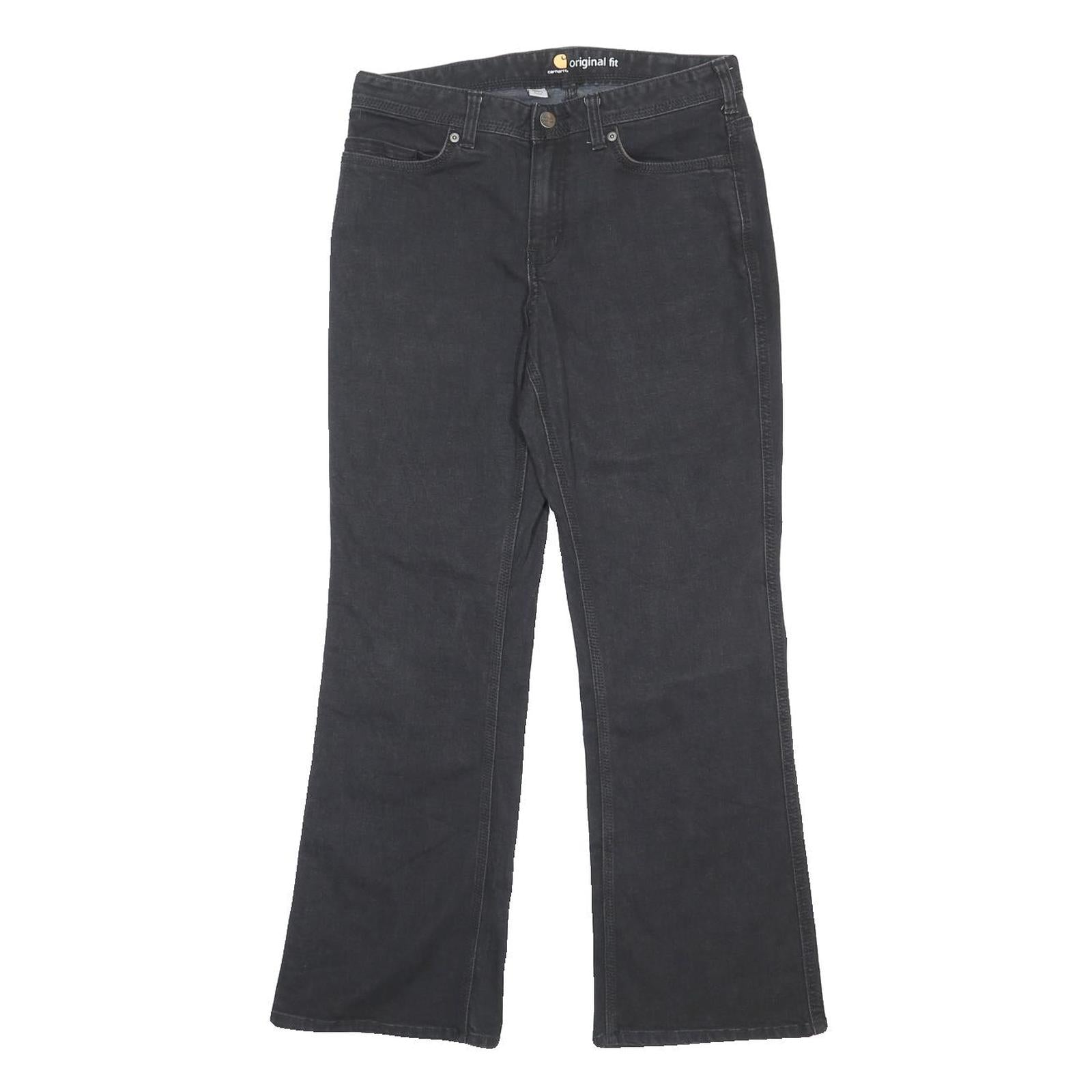 CARHARTT Womens Regular Fit Black Denim Straight Jeans W30 L28 Original Fit Zip