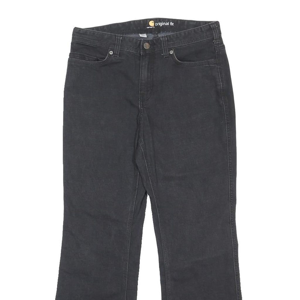 CARHARTT Womens Regular Fit Black Denim Straight Jeans W30 L28 Original Fit Zip