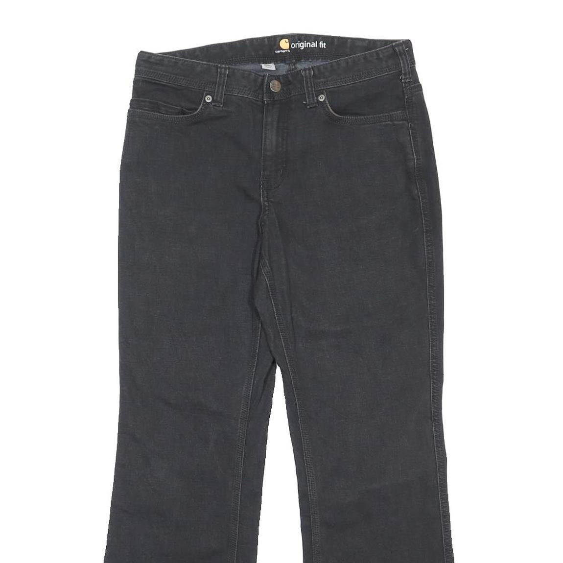 CARHARTT Womens Regular Fit Black Denim Straight Jeans W30 L28 Original Fit Zip