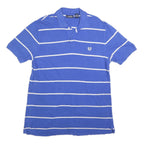 CHAPS Mens Blue & White Striped Short Sleeve Polo Shirt L Classic Cotton Blend