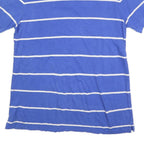 CHAPS Mens Blue & White Striped Short Sleeve Polo Shirt L Classic Cotton Blend