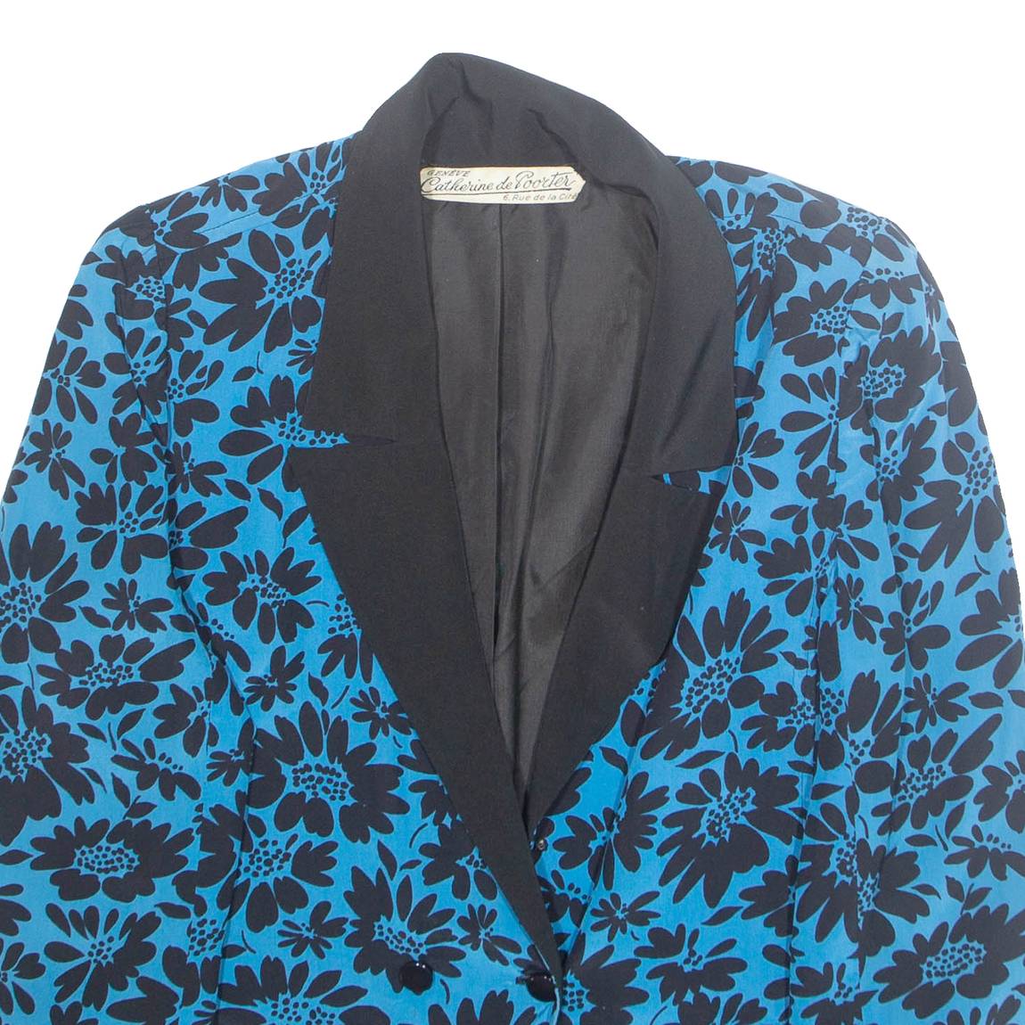 CATHERINE DE FOOLTER Womens Blazer Jacket Blue Floral M