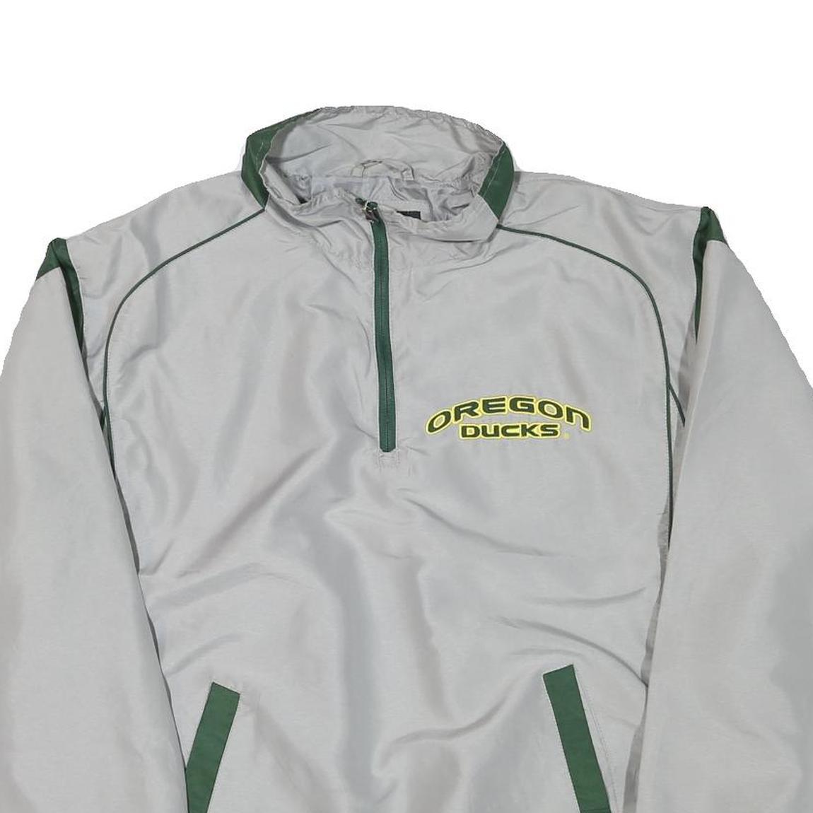 Mens Grey & Green Oregon Ducks Track Zip Jacket XL Polyester Blend Plain Sport