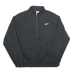 REEBOK Mens Black Nylon Track Jacket M Zip Plain Lightweight Sportswear