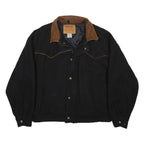 SCHAEFER Mens Black & Brown Wool Blend Classic Jacket XL Zip Western Style