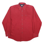 TOMMY HILFIGER Mens Red Shirt L Cotton Button Down Long Sleeve Classic Fit