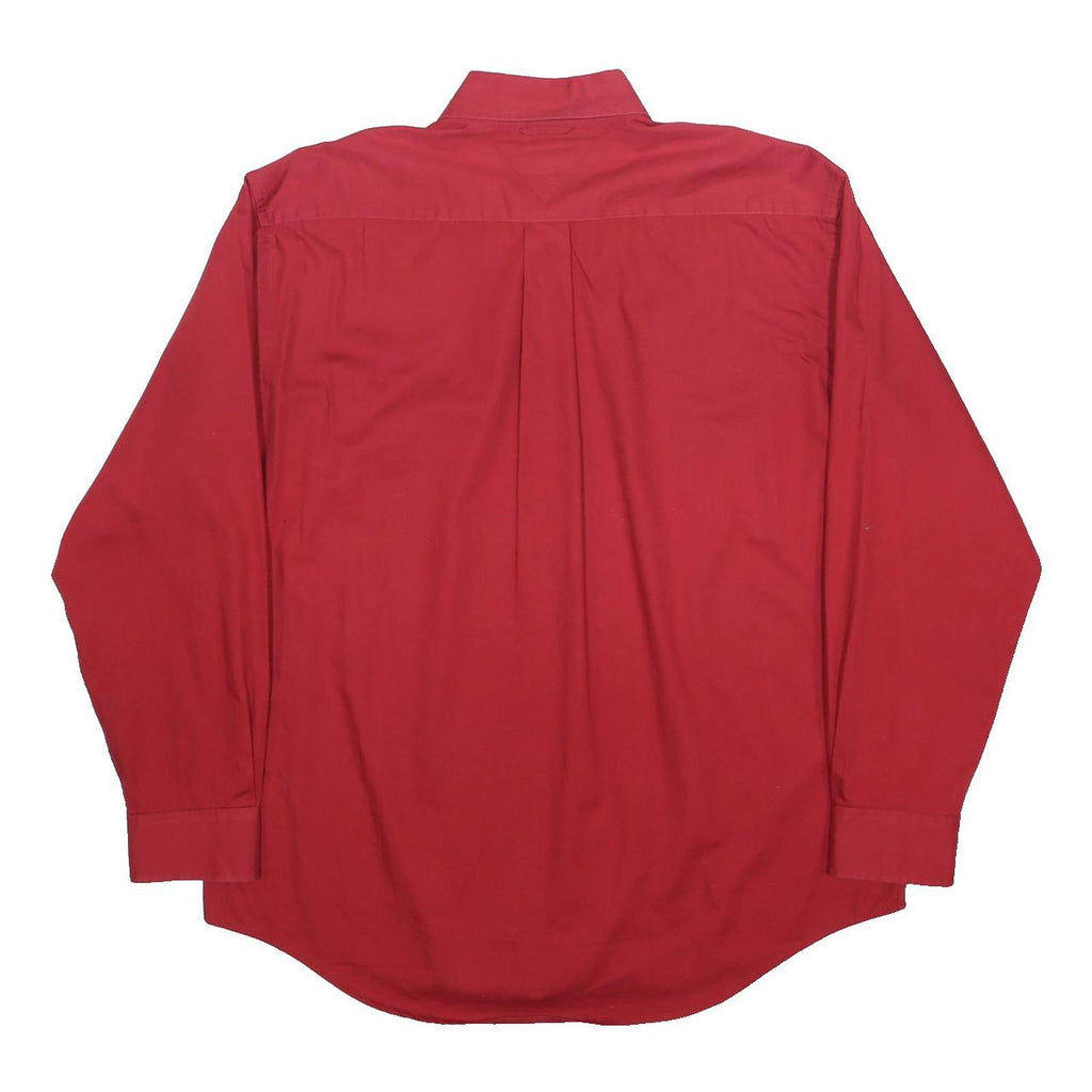 TOMMY HILFIGER Mens Red Shirt L Cotton Button Down Long Sleeve Classic Fit
