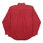 TOMMY HILFIGER Mens Red Shirt L Cotton Button Down Long Sleeve Classic Fit