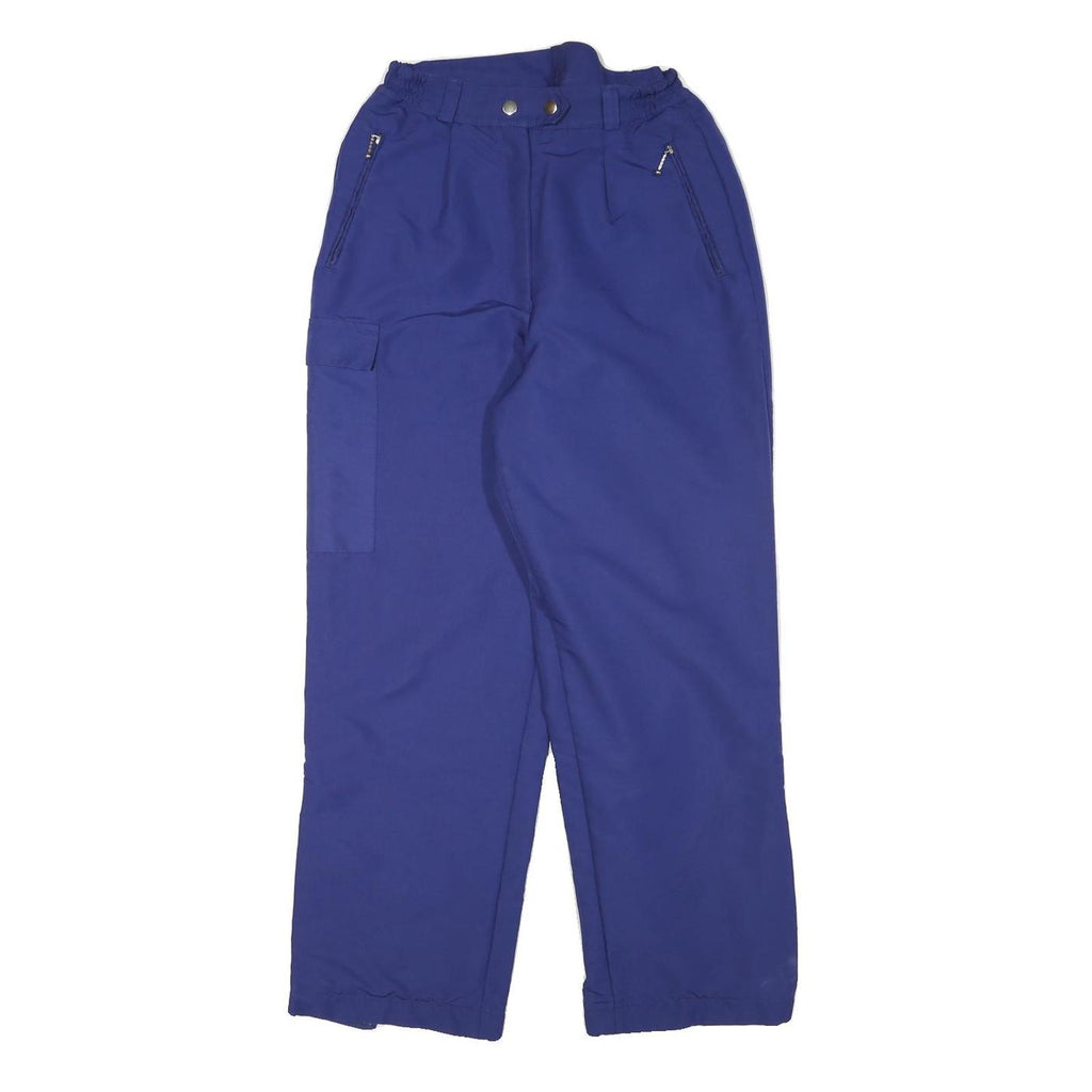 Womens Relaxed Royal Blue Polyester Blend Cargo Trousers W25 L28 Zip Closure