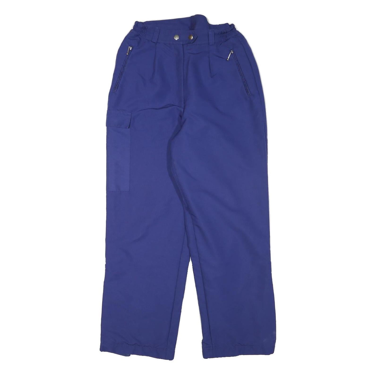 Womens Relaxed Royal Blue Polyester Blend Cargo Trousers W25 L28 Zip Closure