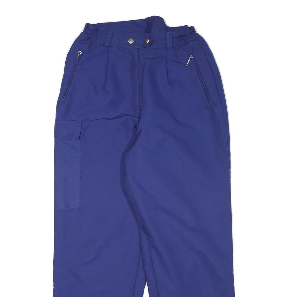 Womens Relaxed Royal Blue Polyester Blend Cargo Trousers W25 L28 Zip Closure
