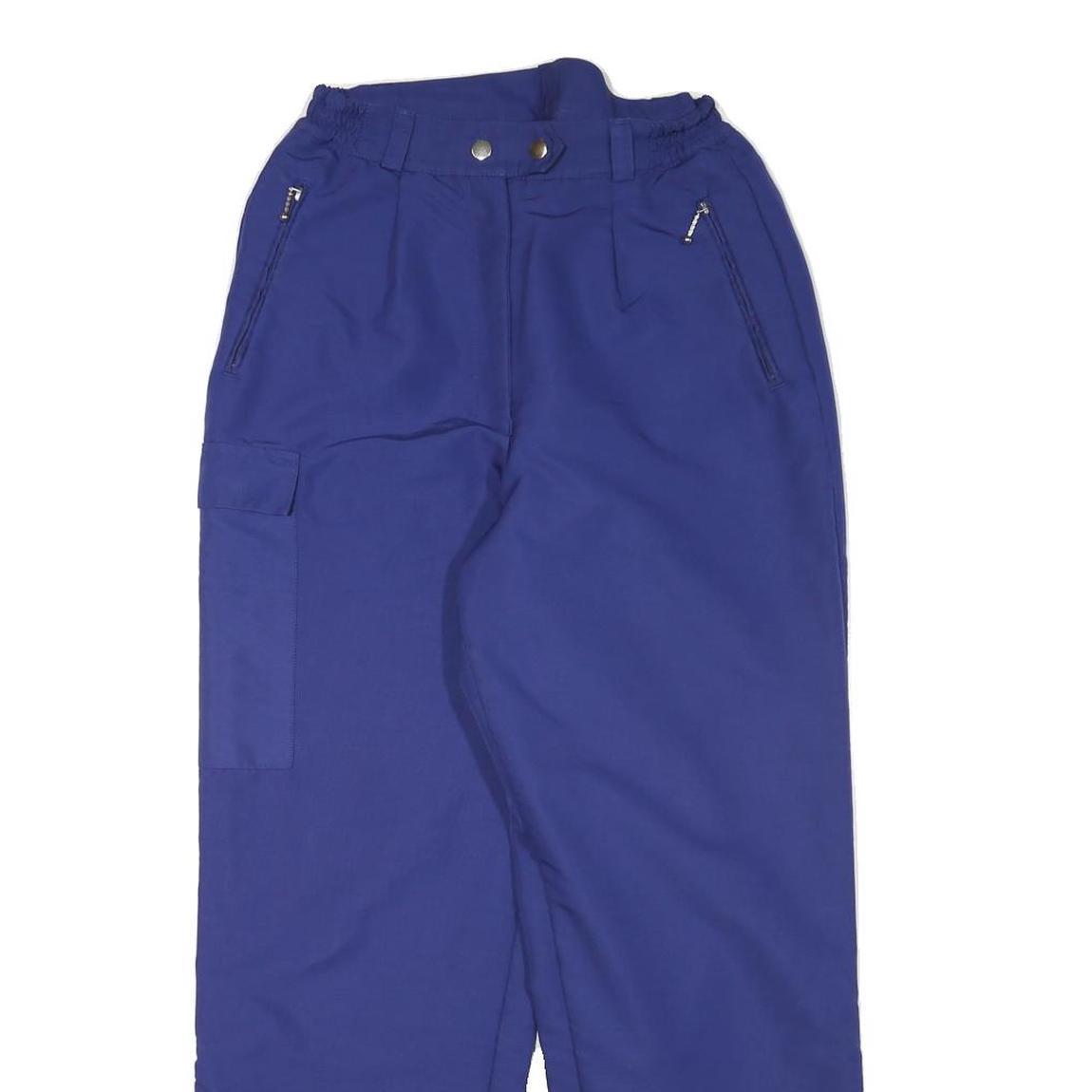 Womens Relaxed Royal Blue Polyester Blend Cargo Trousers W25 L28 Zip Closure