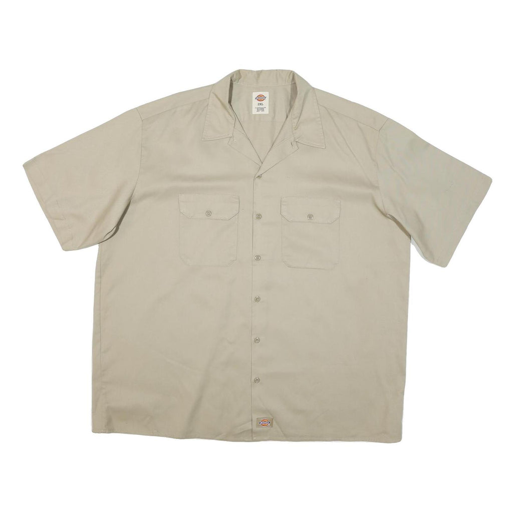 DICKIES Mens Beige Cotton Blend Shirt 2XL Short Sleeve Workwear Casual