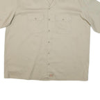DICKIES Mens Beige Cotton Blend Shirt 2XL Short Sleeve Workwear Casual