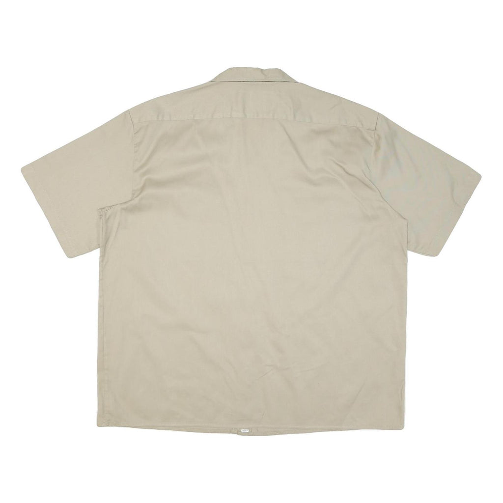 DICKIES Mens Beige Cotton Blend Shirt 2XL Short Sleeve Workwear Casual