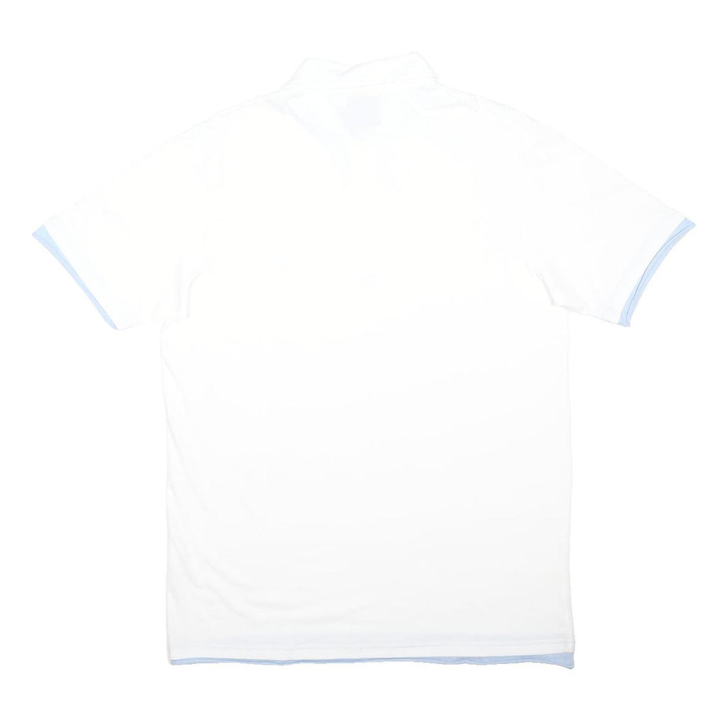YVES SAINT LAURENT Mens White & Light Blue Short Sleeve Plain M Cotton Blend