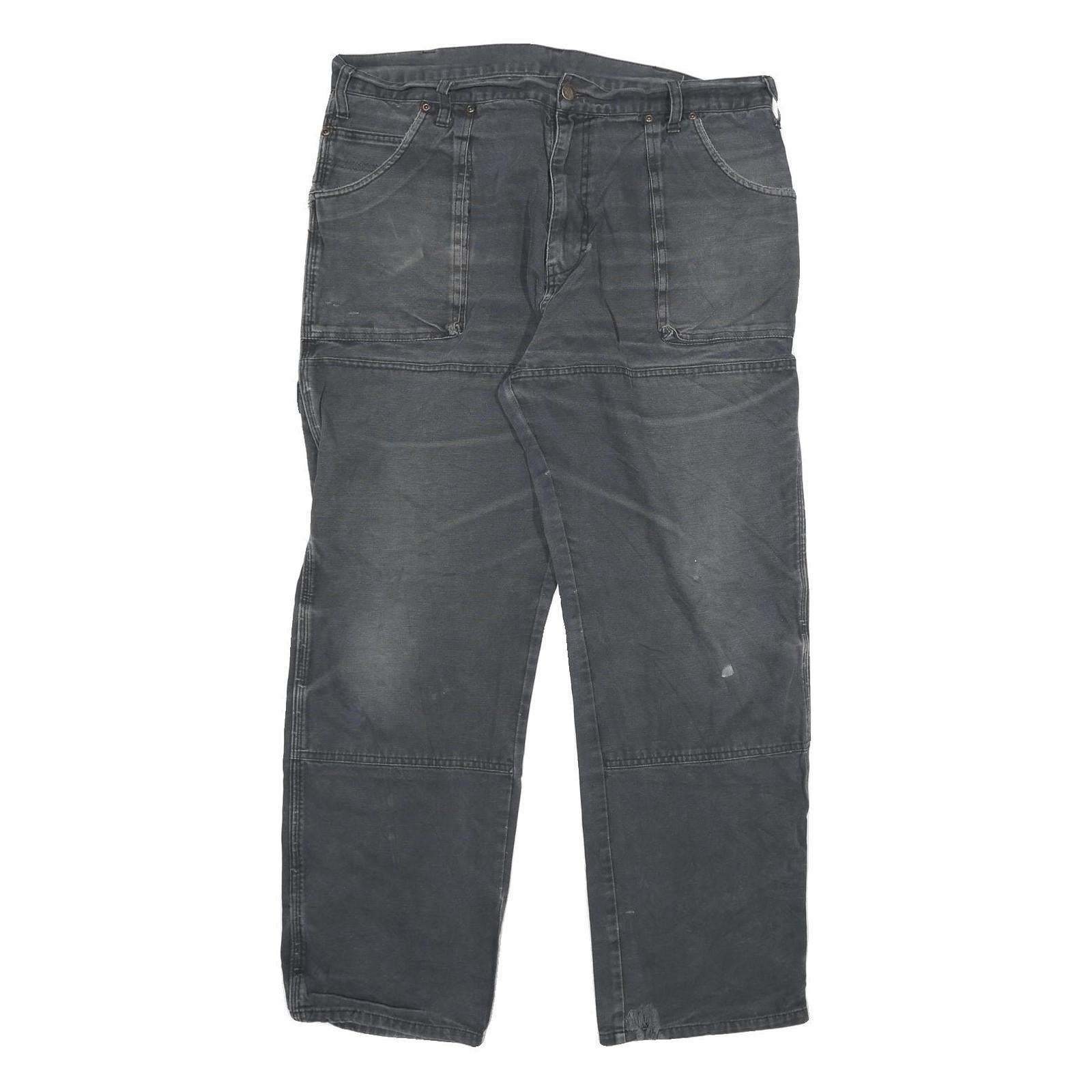 DICKIES Mens Jeans Black Regular Straight Denim Medium W38 L32 Workwear Zip