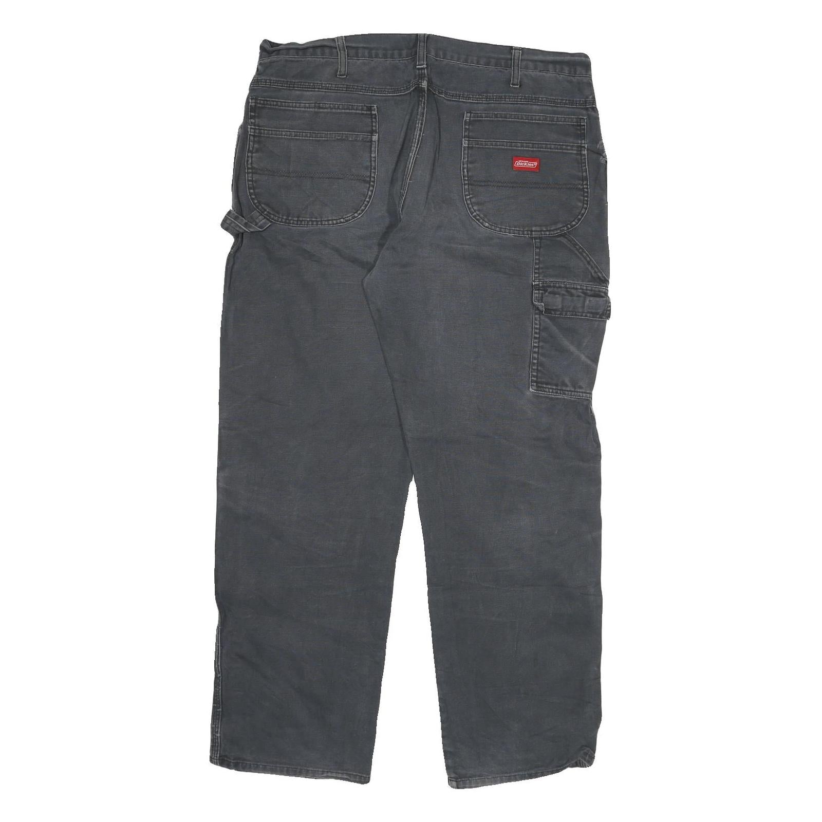 DICKIES Mens Jeans Black Regular Straight Denim Medium W38 L32 Workwear Zip