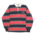 BARBARIAN Mens Navy & Red Peyton Wrestling Long Sleeve Striped M Cotton Polo