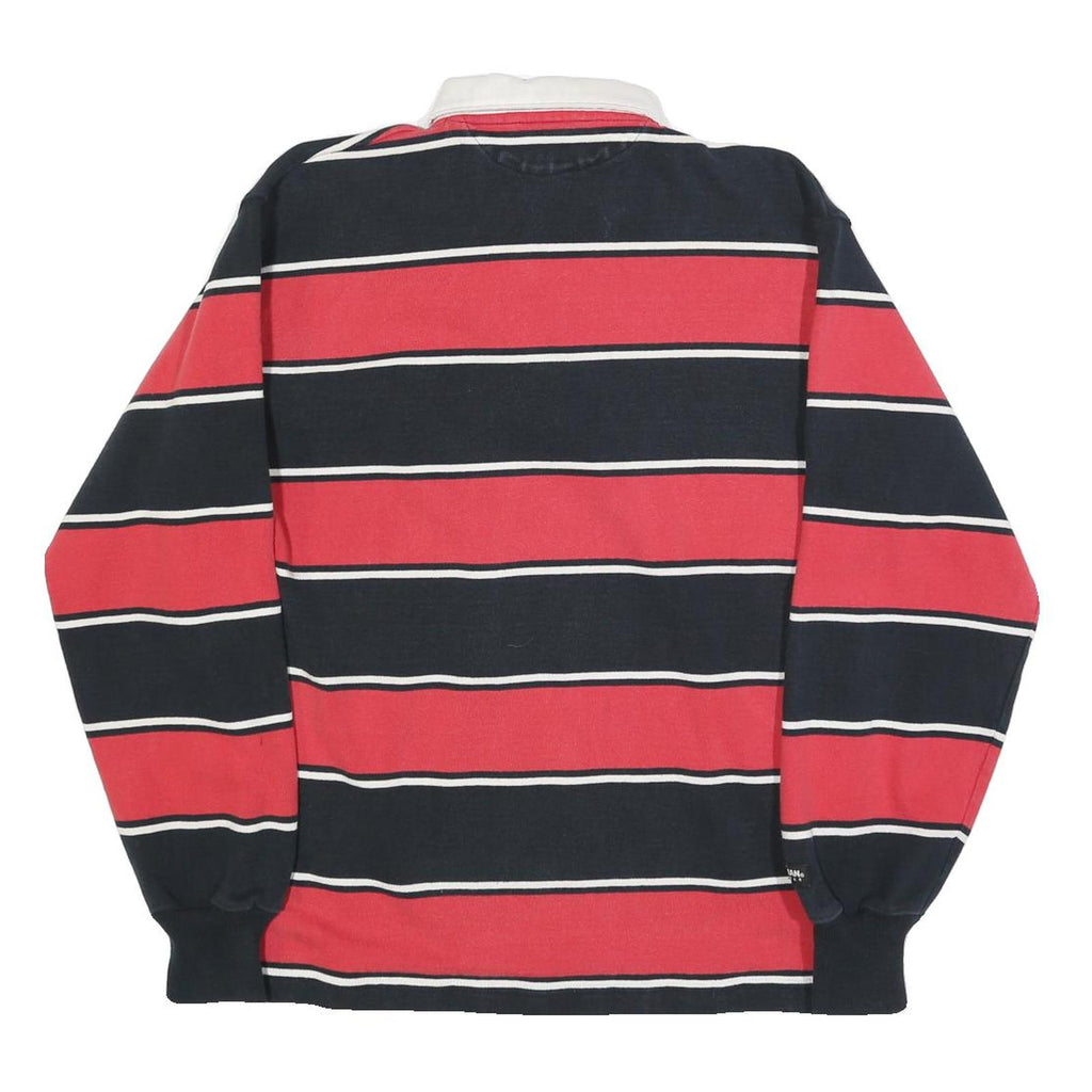 BARBARIAN Mens Navy & Red Peyton Wrestling Long Sleeve Striped M Cotton Polo
